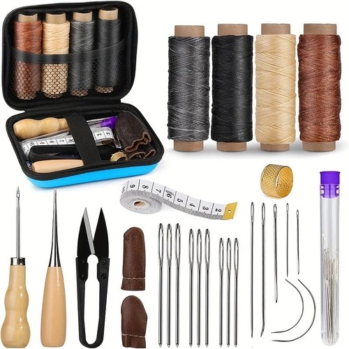 Leather working kit with - leather,